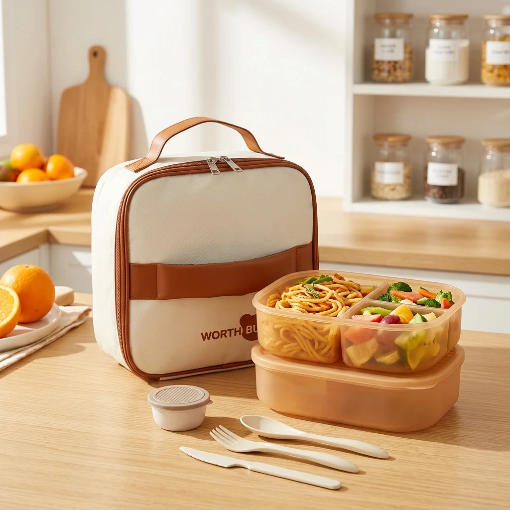 Food Storage With Dividers - Abnehmbare Bento-Box aus Kunststoff, mikrowellengeeignet, mit