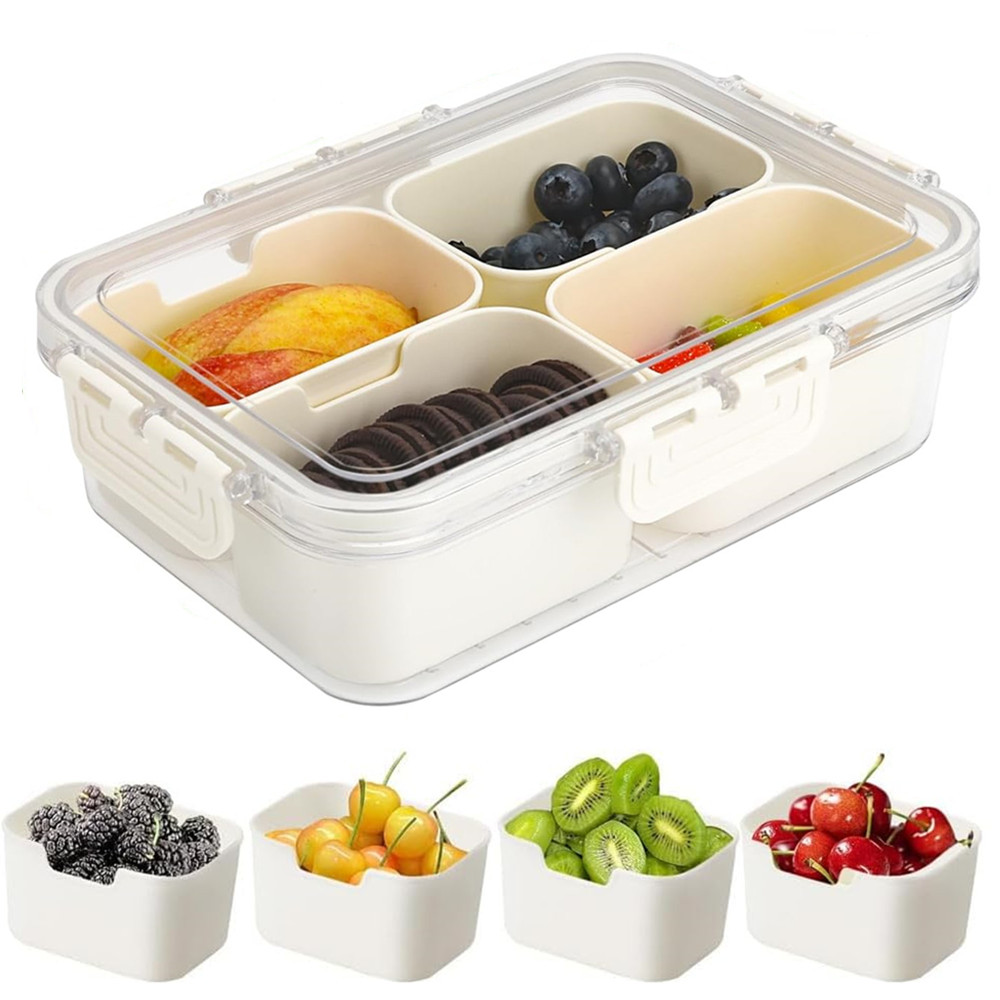 Food Storage Oven Safe - Tragbare Lebensmittel-Aufbewahrungsbox, Snackbox, 4 Fächer mit