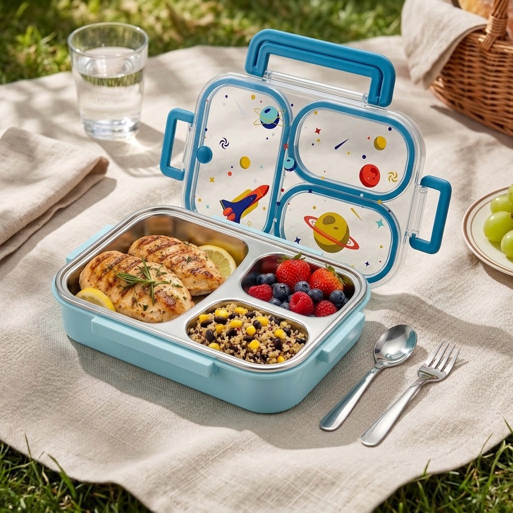 Food Storage Oven Safe - 900ML Niedliche 304 Edelstahl Bento-Lunchbox mit