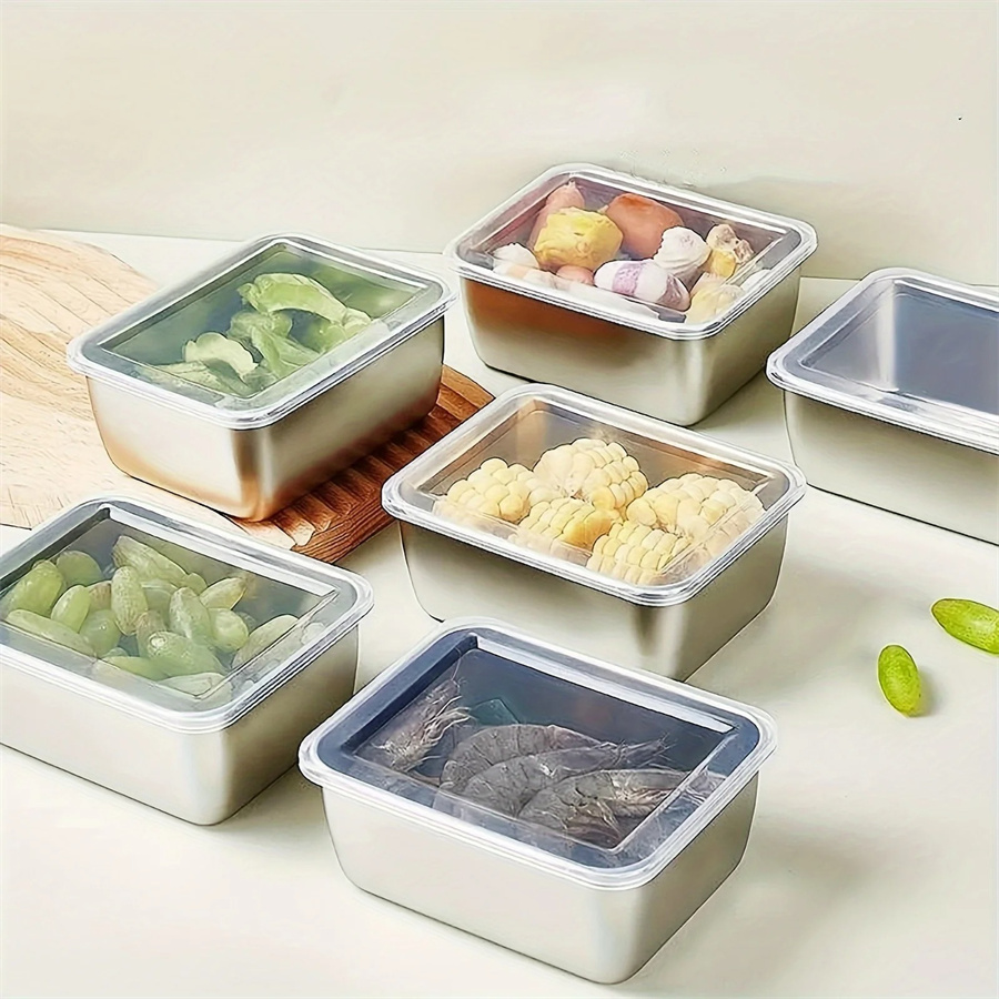 Food Storage Oven Safe - 1/3/5 Stück Edelstahl-Aufbewahrungsbox für Lebensmittel, Frischhaltebox