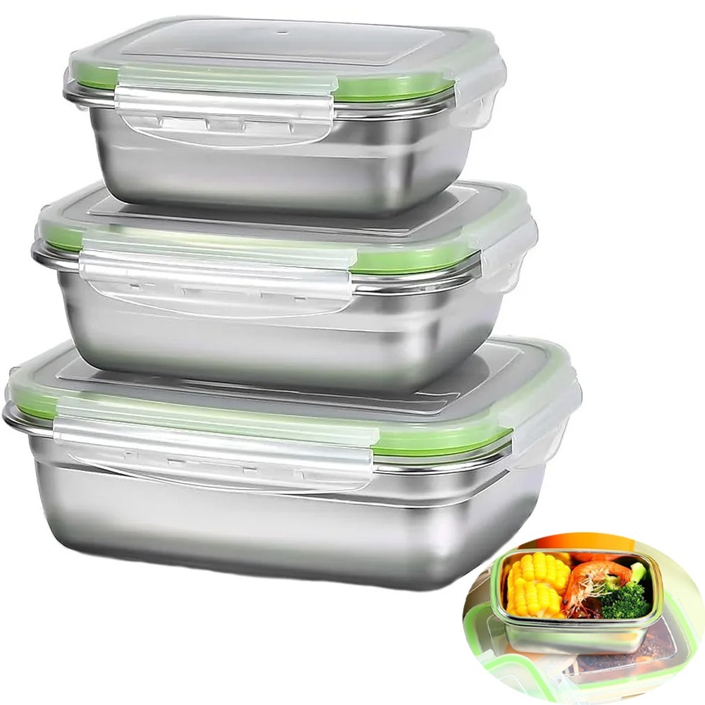 Food Storage Oven Safe - 1/3-teiliges Vorratsbehälter-Set für Lebensmittel, Lunchbox aus